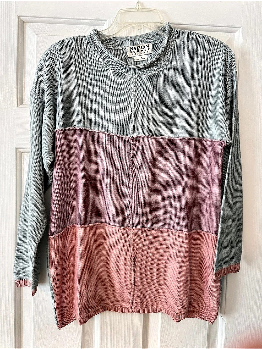 Nipon Studio Petite Color Block Silk/Viscose Sweater Size Medium Petite